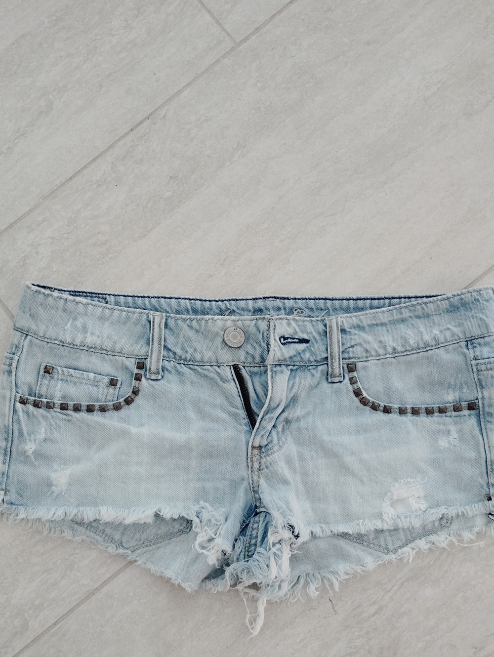 American Eagle Distressed Studded Denim Shorts